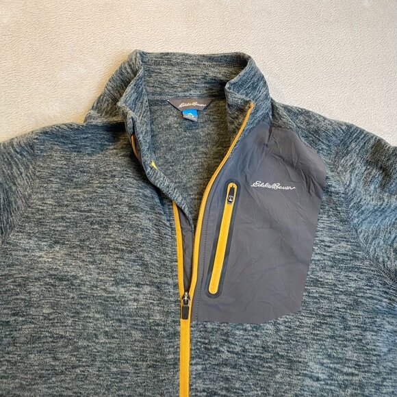 Eddie Bauer Men's First Ascent Full Zip Jacket Medium Heather Gray With Yellow A - Picture 7 of 10